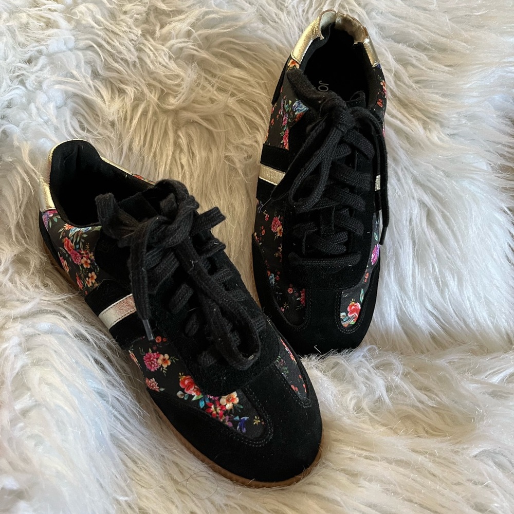 Johnny Was Black and Gold Floral Sneakers - Picture 8 of 10